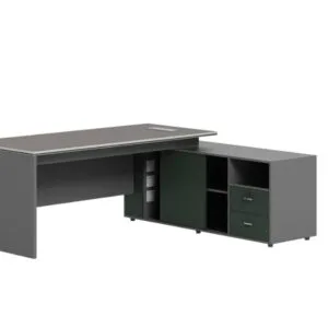 L-Shaped Executive Office Desk with Side Storage