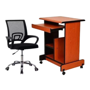 Computer Workstation Bundle | Classic Brown Desk + Vigor Ergonomic Chair