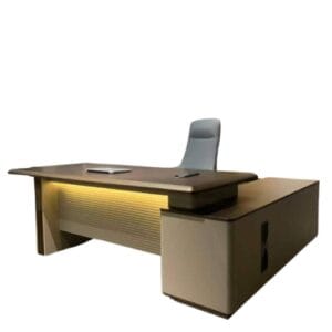 Luxe L-Shaped Executive Desk with LED Lighting